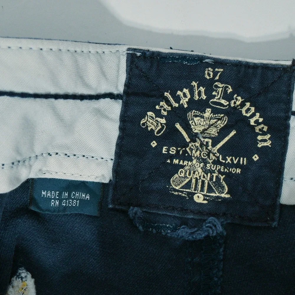 Polo Ralph Lauren Shorts Mens 36 Blue Chino Cricket Player Embroidered Casual